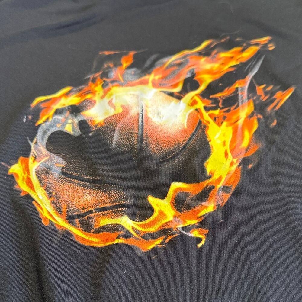 DSG Black Tee with Fiery Basketball Design child size 10-12 - Picture 2 of 6
